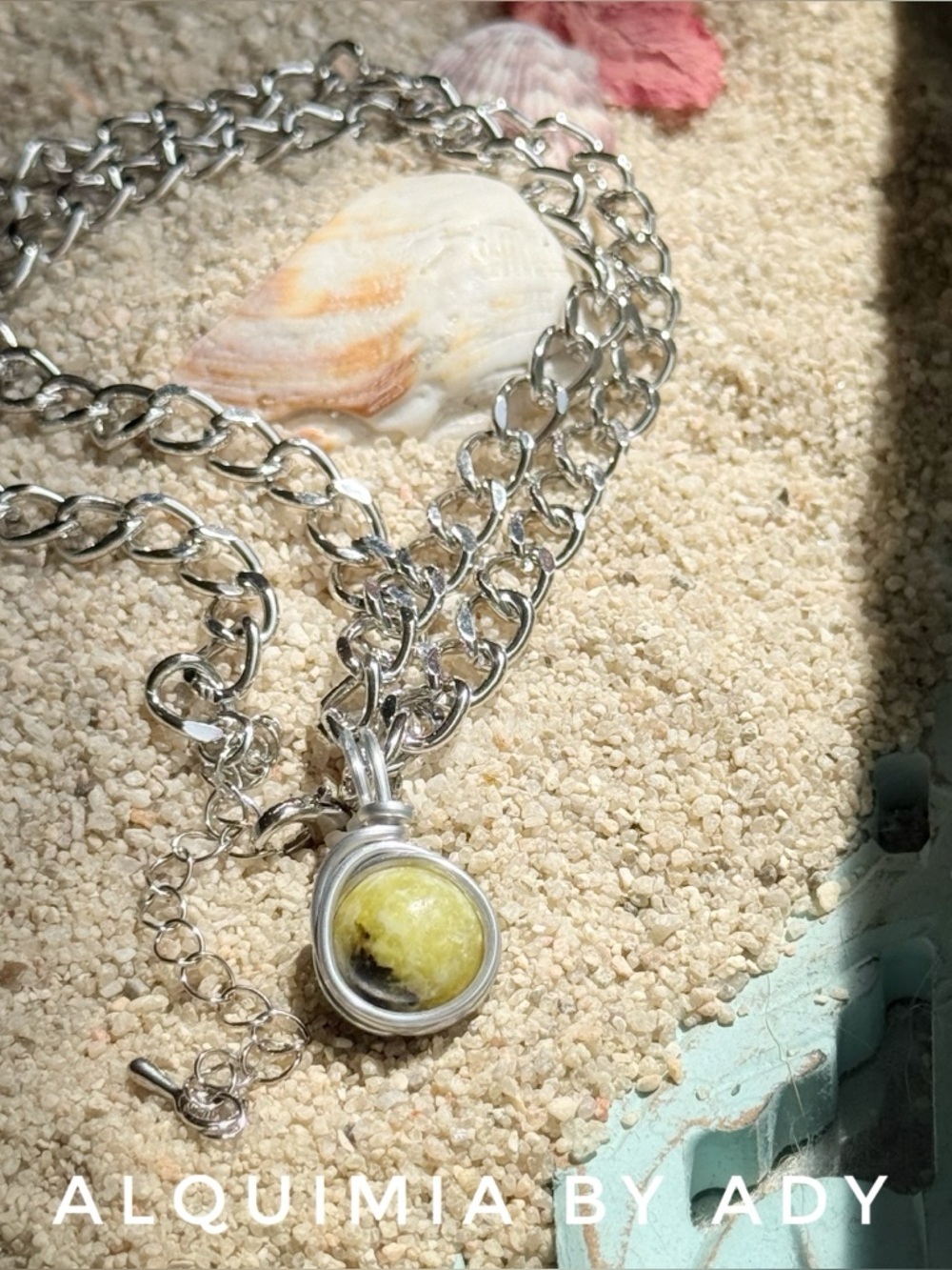 Big chunky silver Turquoise pendant jeweled necklace